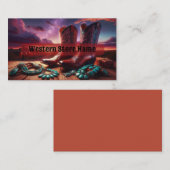 カウボーイブーツ、砂漠のターコイズジュエリー(茶色) 名刺 (正面/裏面)