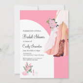 カウボーイブーツ&結婚ズドレスブライダルシャワー 招待状 (正面)