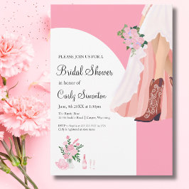 カウボーイブーツ&結婚ズドレスブライダルシャワー 招待状