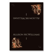 カウボーイブーツ – 肉とカントリー西部の花 テーブルナンバー (正面)