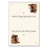 カウボーイブーツ – 肉とカントリー西部の花 テーブルナンバー (正面)