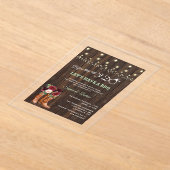 カウボーイブーツBBQと言う前にバーガンディフローラ アクリル招待状 (レイダウン)