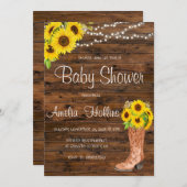 カウボーイブーティブラウンウッドベビーシャワー 招待状 (正面/裏面)