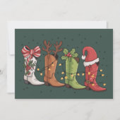 カウボーイブートクリスマスウェスタン女性のカーボーイカントリークリスマス シーズンカード (正面)