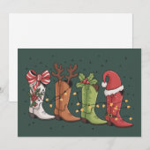 カウボーイブートクリスマスウェスタン女性のカーボーイカントリークリスマス シーズンカード (正面/裏面)