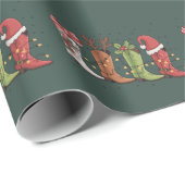 カウボーイブートクリスマスウェスタン女性のカーボーイカントリークリスマス ラッピングペーパー (ロールコーナー)