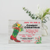 カウボーイブートクリスマスパーティーホリデーカード 招待状 (スタンド正面)