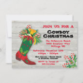 カウボーイブートクリスマスパーティーホリデーカード 招待状 (正面)