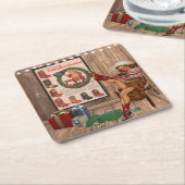 カウボーイブートクリスマス スクエアペーパーコースター (アングル)