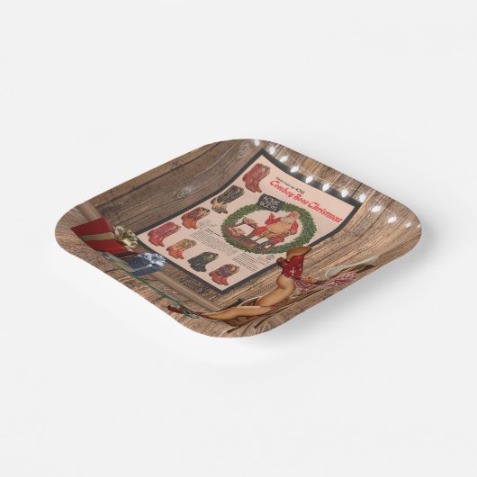 カウボーイブートクリスマス ペーパープレート (傾斜あり)