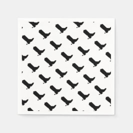 カウボーイブートスパウシルエットパターン白黒 スタンダードカクテルナプキン