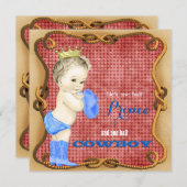 カウボーイプリンス赤ちゃんシャワー 招待状 (正面/裏面)