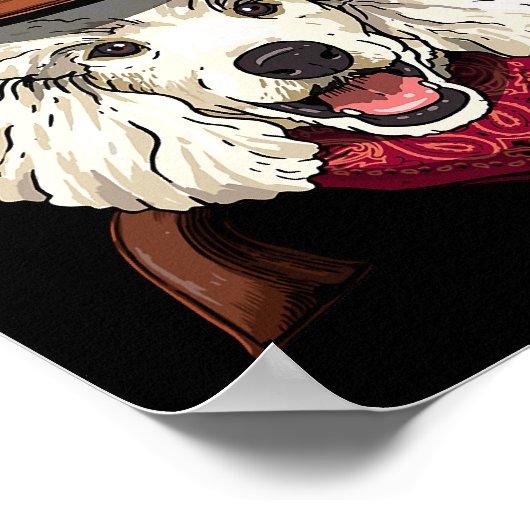 カウボーイプードルウェスタンロデオカウボーイハットとバンダナ ポスター (角)