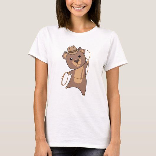 カウボーイベアテディベアラッソー西 Tシャツ (正面)