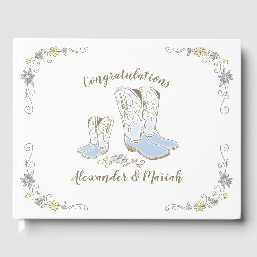 カウボーイベビーシャワーカントリー西ブルーボーイ ゲストブック (正面)