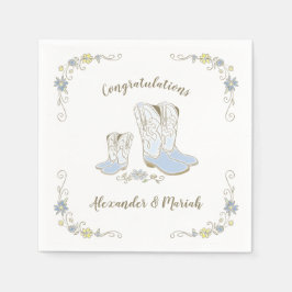 カウボーイベビーシャワーカントリー西ブルーボーイ スタンダードカクテルナプキン