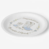 カウボーイベビーシャワーカントリー西ブルーボーイ ペーパープレート (アングル)