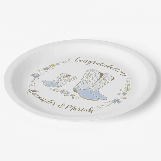 カウボーイベビーシャワーカントリー西ブルーボーイ ペーパープレート (アングル)