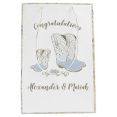 カウボーイベビーシャワーカントリー西ブルーボーイ ミディアムペーパーバッグ (正面)