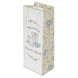 カウボーイベビーシャワーカントリー西ブルーボーイ ワインギフトバッグ