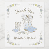 カウボーイベビーシャワーカントリー西ブルーボーイ ワインラベル (シングルラベル)