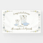 カウボーイベビーシャワーカントリー西ブルーボーイ 横断幕 (横)