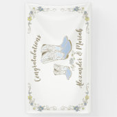 カウボーイベビーシャワーカントリー西ブルーボーイ 横断幕 (縦)