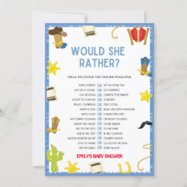 カウボーイベビーシャワーゲーム – サイズ5 x 7 招待状