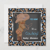 カウボーイベビーシャワーボーイブルーブラウンエスニック 招待状 (正面)
