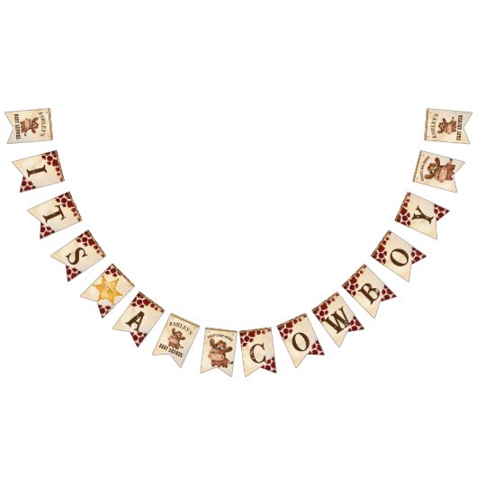 カウボーイベビーシャワー名前をカスタムする バンティングフラッグ (全)