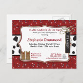カウボーイベビーシャワー招待状インレッドバンダナ インビテーションポストカード (正面/裏面)