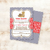 カウボーイベビーシャワー招待状ネイビーアンドレッドペイズリー 招待状