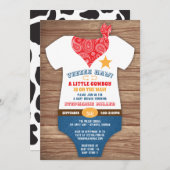 カウボーイベビーシャワー招待状、牛プリント、ペイズリー 招待状 (正面/裏面)