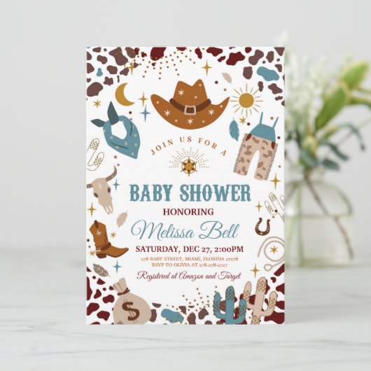 カウボーイベビーシャワー招待野生の西招待状 招待状 (スタンド正面)
