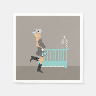 カウボーイベビーシャワー – ブロンド – カントリーウェスタンテーマ スタンダードカクテルナプキン