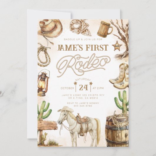 カウボーイベビーシャワー 招待状 (正面)