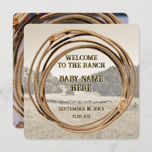 カウボーイベビー誕生のお知らせ (正面/裏面)