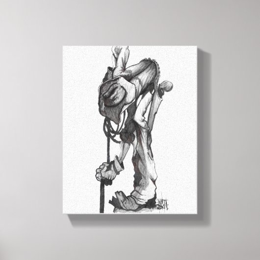カウボーイペンシルスケッチキャンバス印刷 キャンバスプリント (正面)