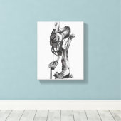 カウボーイペンシルスケッチキャンバス印刷 キャンバスプリント (インサイチュ (ウッドフロア))