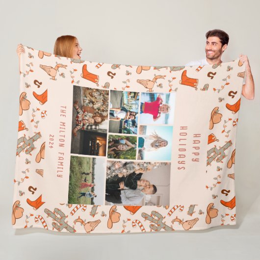 カウボーイホリデー複数の写真 フリースブランケット (インサイチュ)