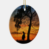 カウボーイホースとオークの木のステアロープ セラミックオーナメント (右)
