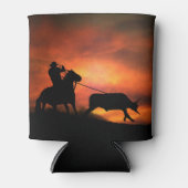 カウボーイホースとステア 缶クーラー (正面)