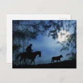 カウボーイホースと満月の冬で操縦 ポストカード (正面/裏面)