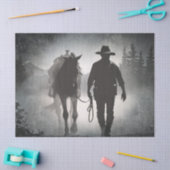 カウボーイホースのシルエット 薄葉紙 (クラフト)
