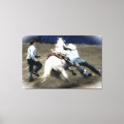 *~*カウボーイホースウェスタンロデオヴィンテージAR22 キャンバスプリント (正面)