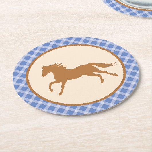 カウボーイホースキッズバースデーパーティーテーマ ラウンドペーパーコースター (アングル)