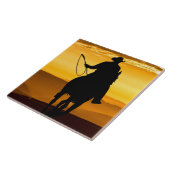 カウボーイホースサンセットシルエット タイル (側面)