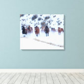 カウボーイホースドライブ | Hideout Ranch Shell, Wyoming キャンバスプリント (インサイチュ (ウッドフロア))