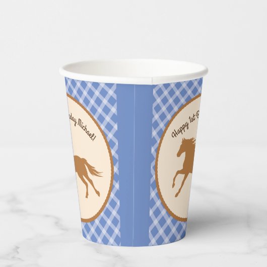 カウボーイホースポニーかわいい子供たち1st誕生日パーティー 紙コップ (右)