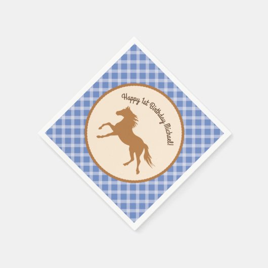 カウボーイホースポニーかわいい1st誕生日パーティーテーマ スタンダードカクテルナプキン (角)